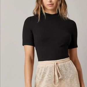 Black mock neck top 1/2 length sleeves